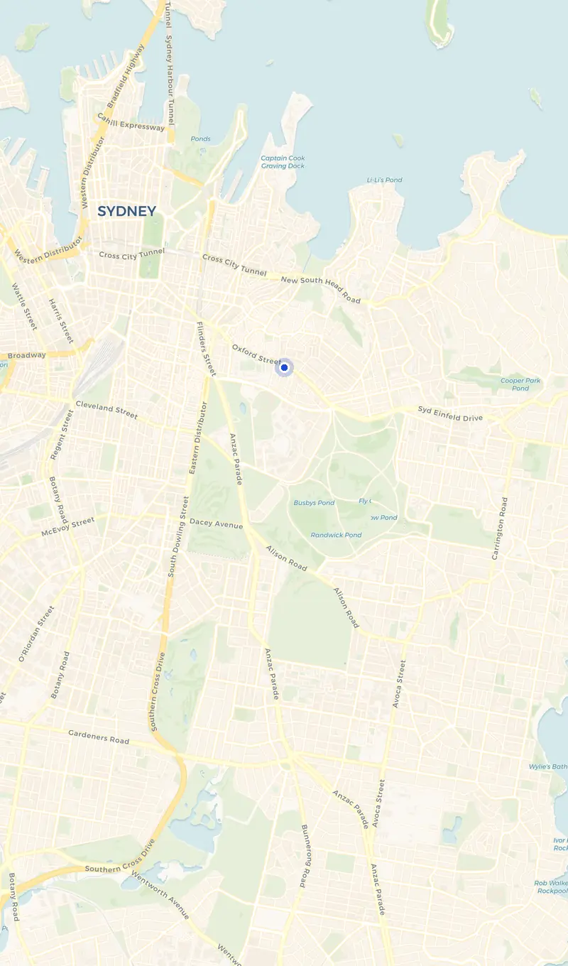 Map of the Paddington service area and the surrounding suburbs we cover.