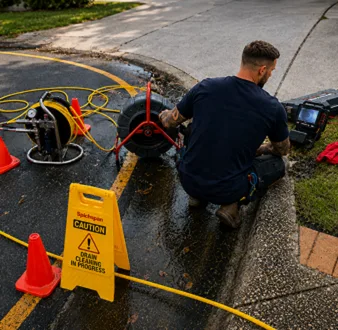 Burst drain pipe being repaired in Paddington